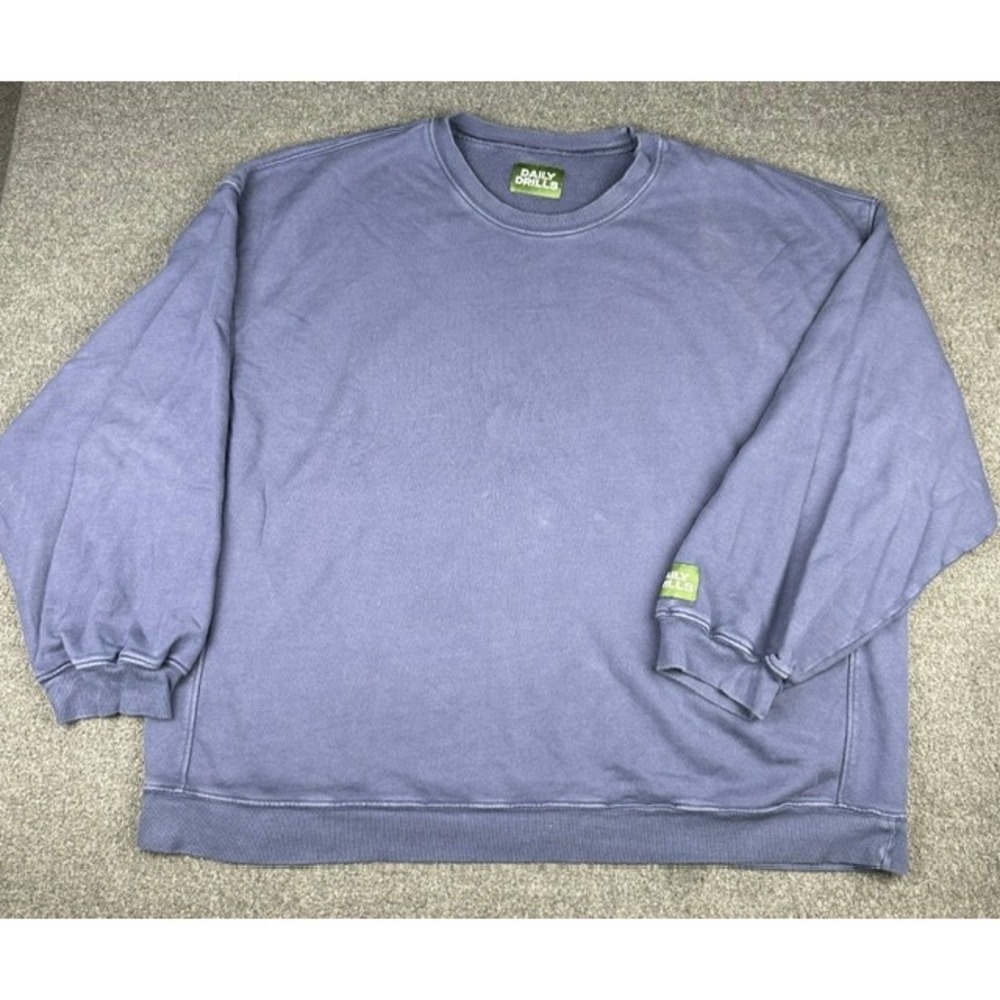 Daily Drills Oversized Crewneck Sweatshirt Faded Navy Blue Cotton XS/S